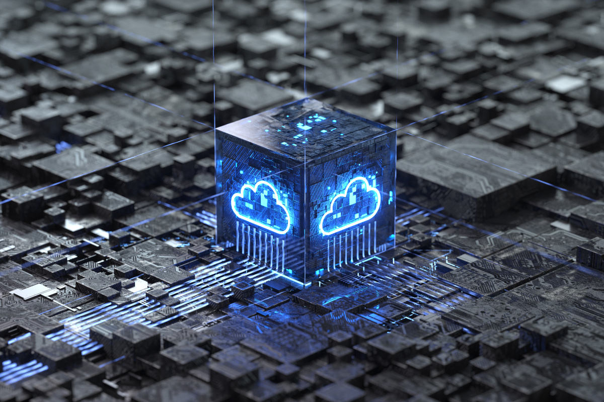 Cloud computing and network security concept, 3d rendering,conce